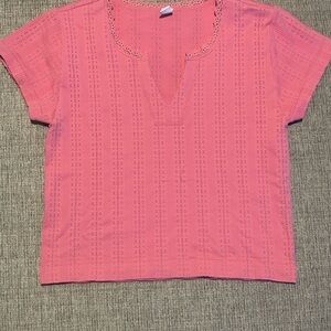 Pink Lace Trim Women's Top